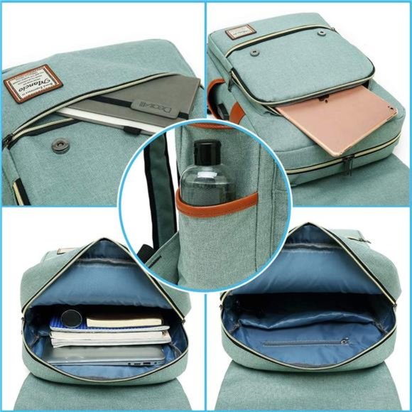 Vintage Laptop Business Backpack with USB Charging Port for Travelling,  College - Picture 3 of 6